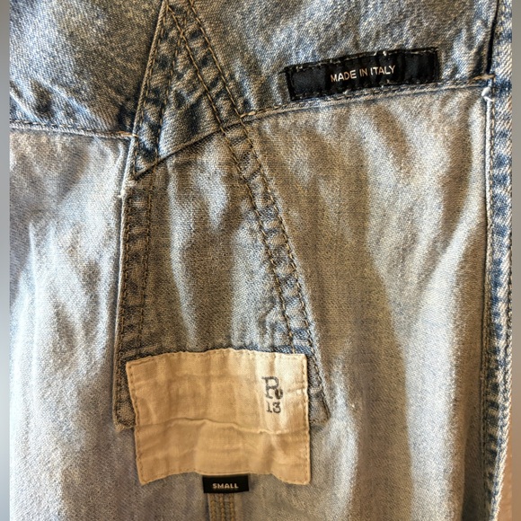 R13 Shortalls Overall Denim Shorts Distressed Size S - Picture 10 of 16